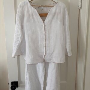 The White Company women's pj set Size M double gauze Quiet Luxury Bridal Coastal